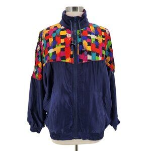 Vintage Robert Stock Limited Womens Medium Jacket Silk Windbreaker Multicolor